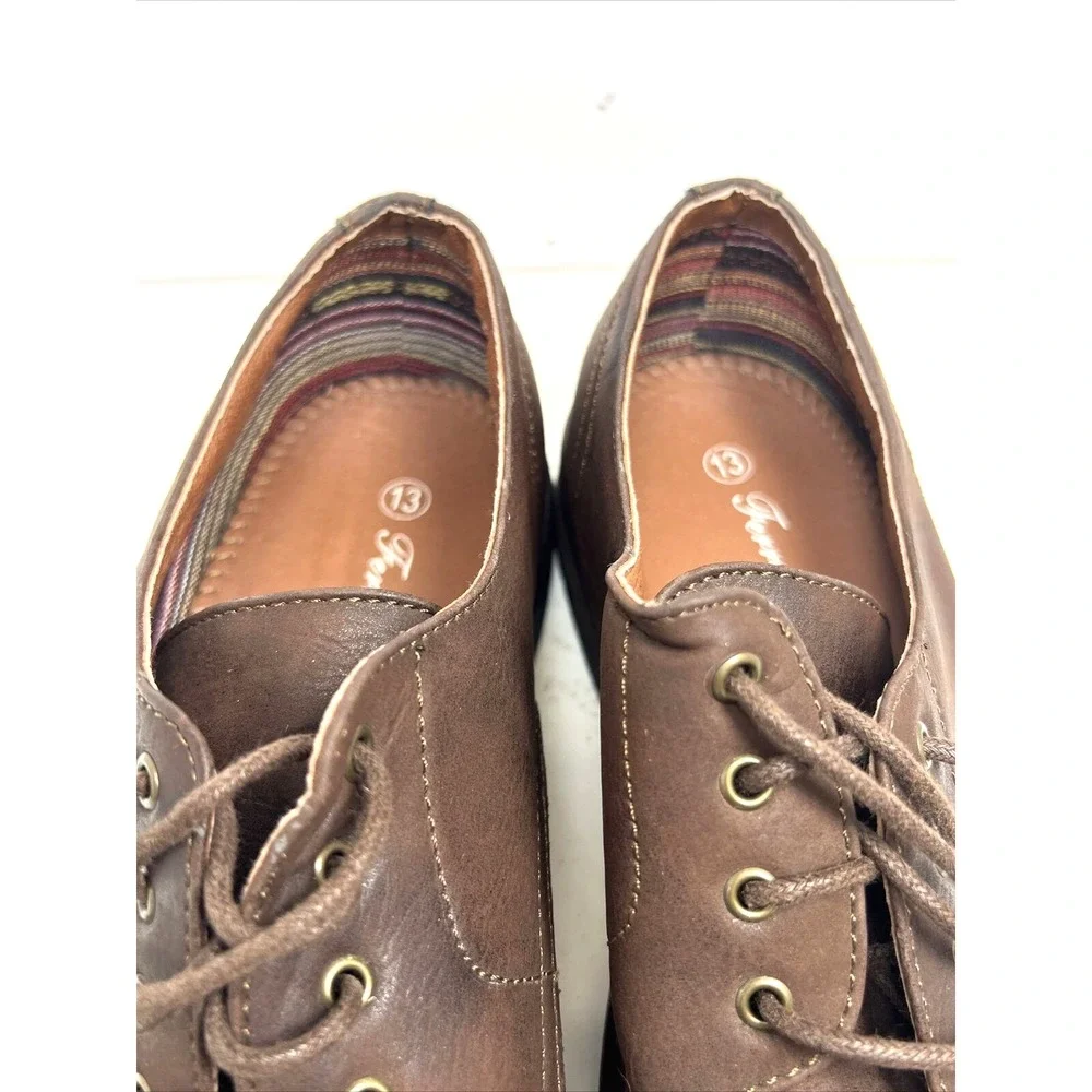 Ferro Aldo Men Dress Shoes Leather Lined Lace Up Brown Size 13